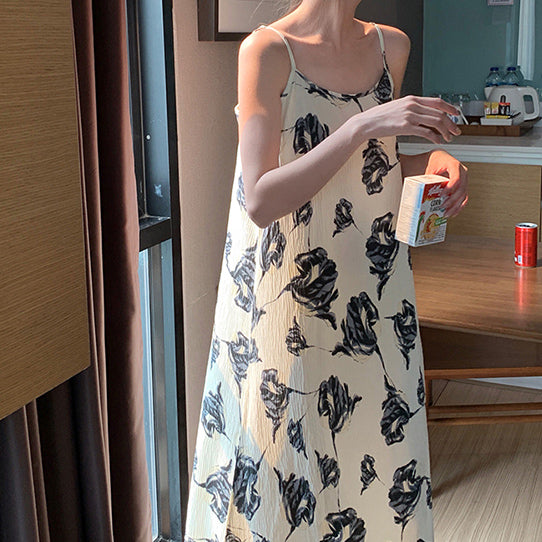 black flower pleats roomwear