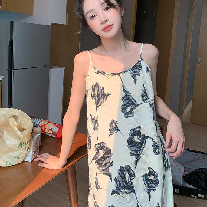 black flower pleats roomwear