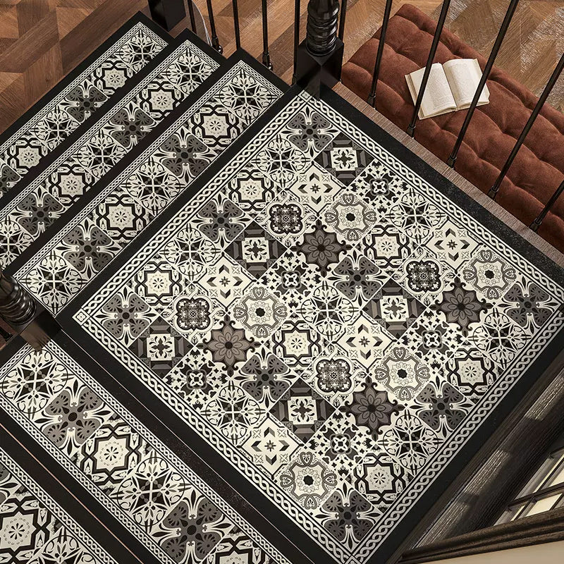 2color flower tile step mat