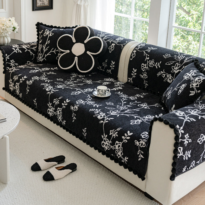 2color monotone flower sofa cover