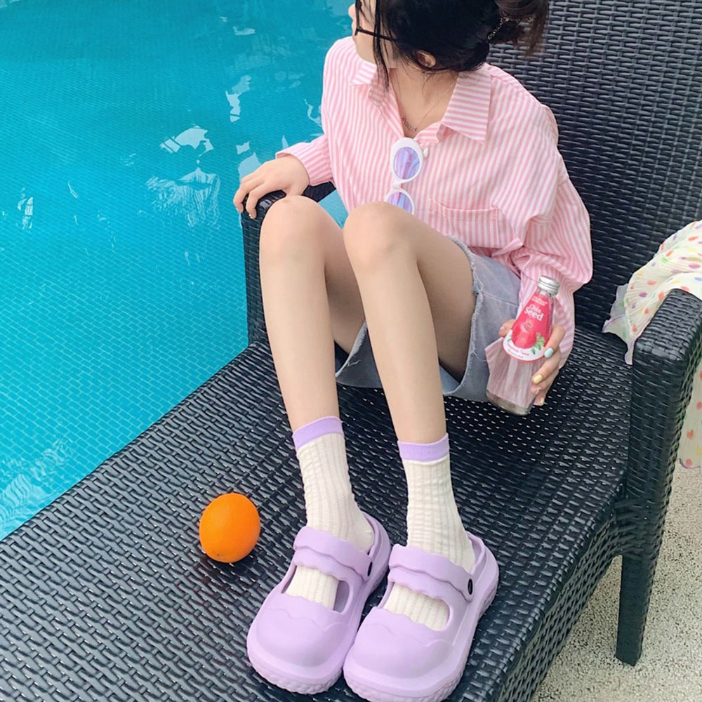 7color scallop band rubber room shoes