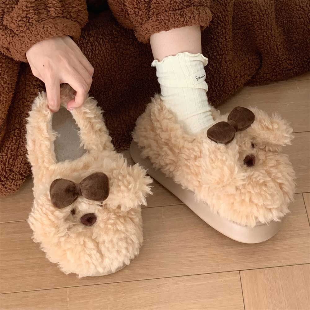 3color fur dog room shoes