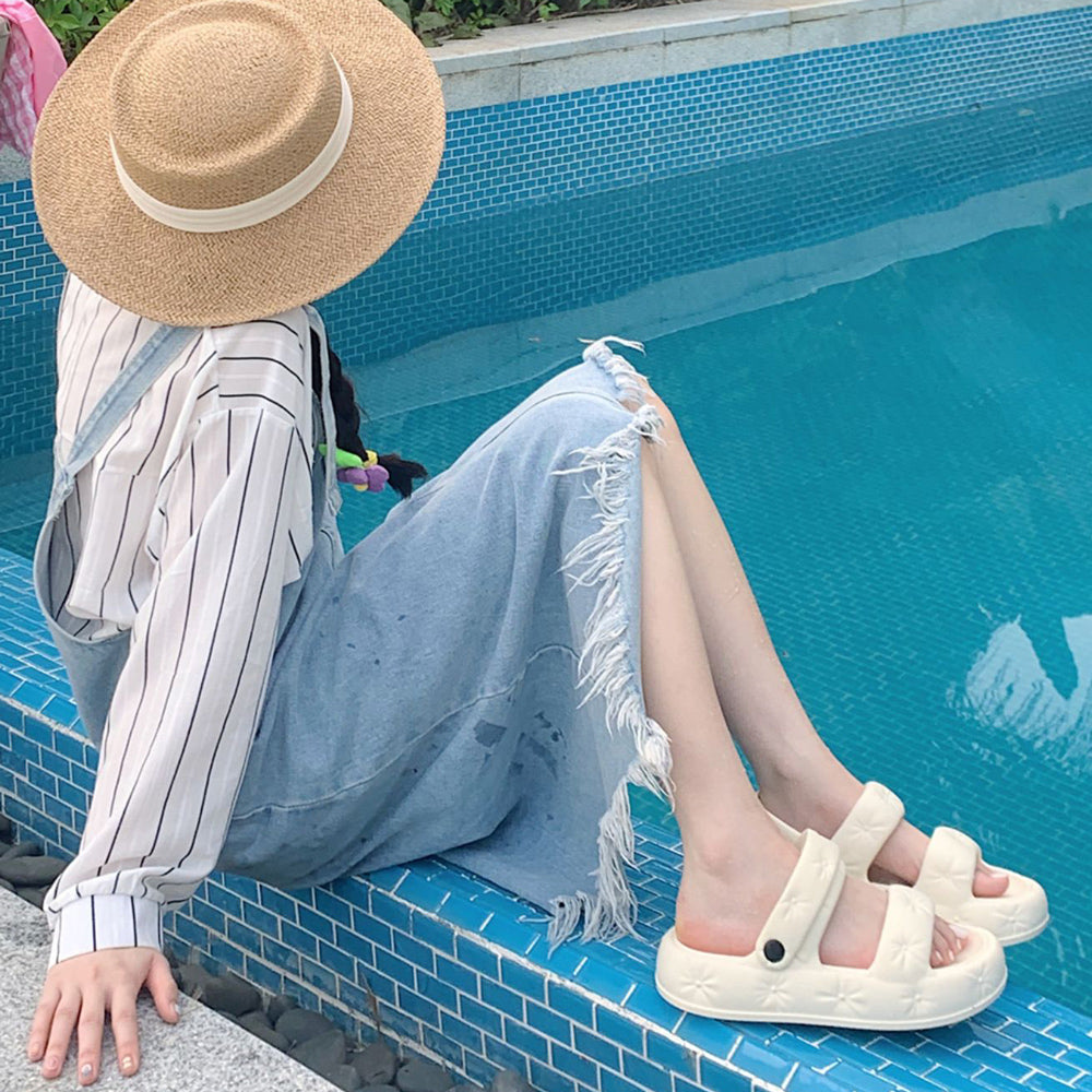 3color button rubber room shoes