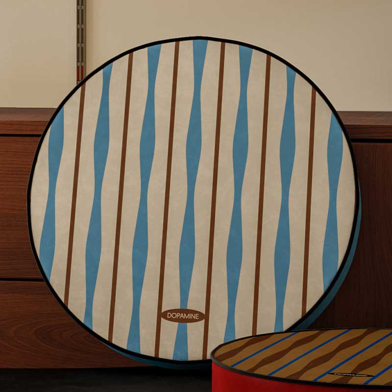4color retro stripe round cushion