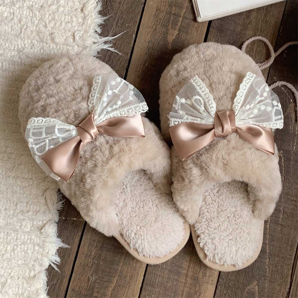 4color lace ribbon room shoes