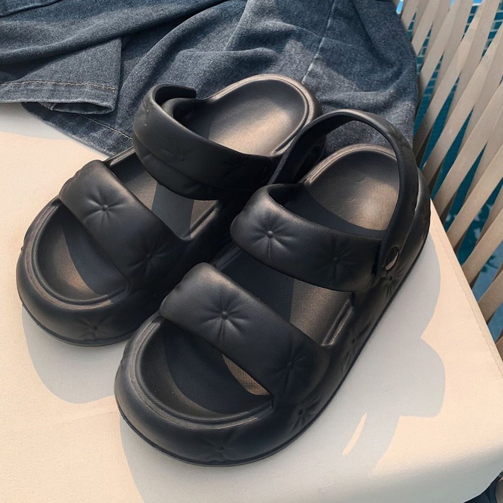 3color button rubber room shoes