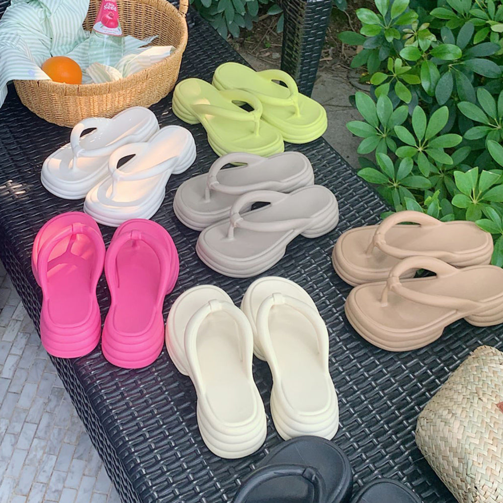 7color chunky heel rubber room shoes