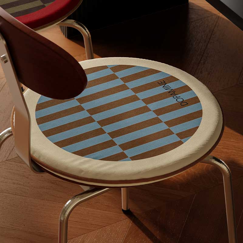 4color retro check chair cushion