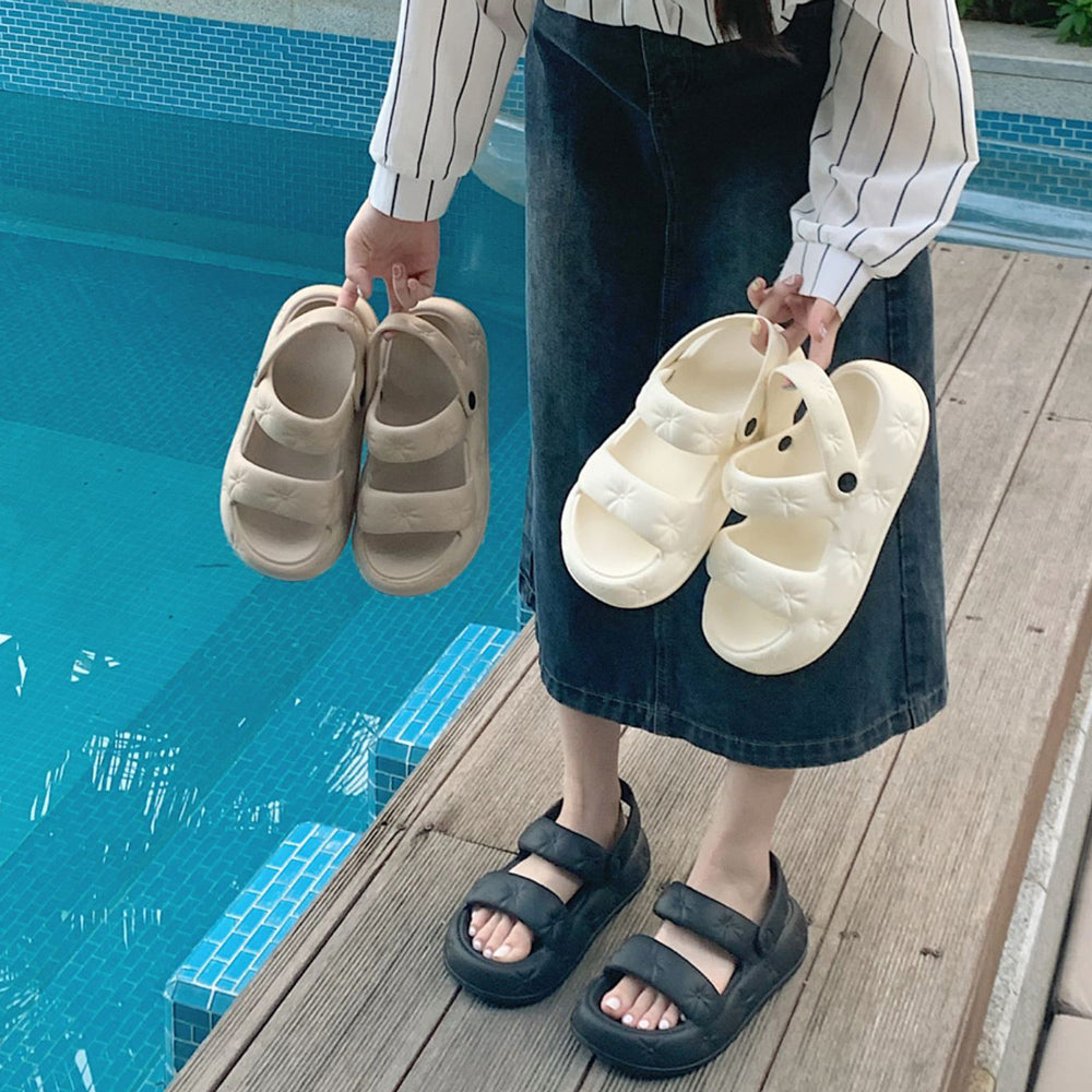 3color button rubber room shoes