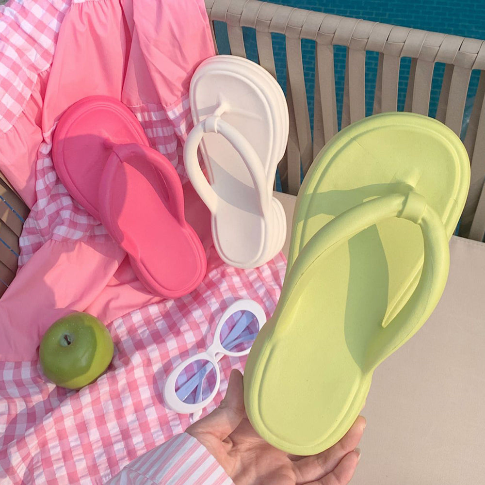 7color chunky heel rubber room shoes