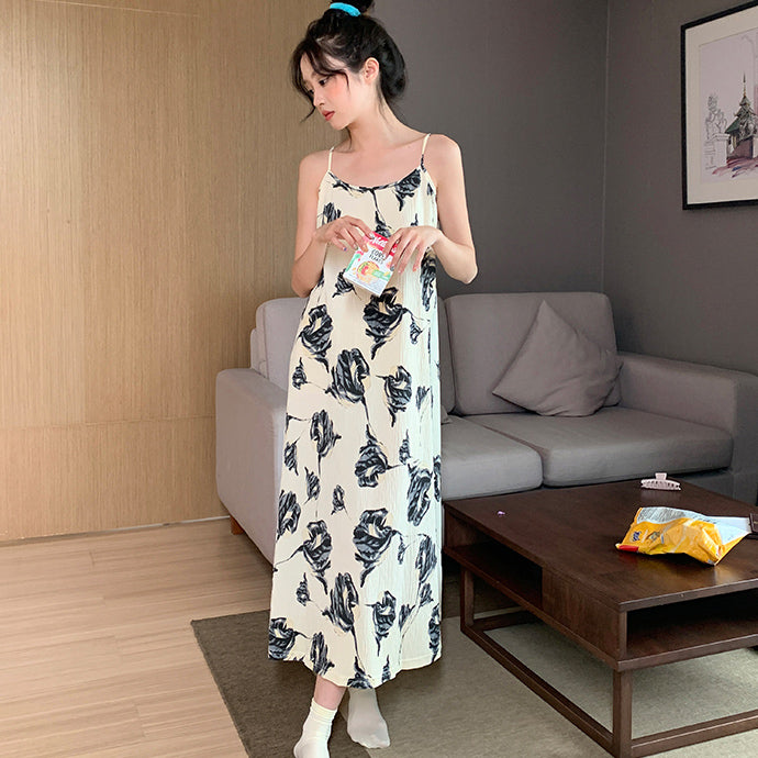 black flower pleats roomwear