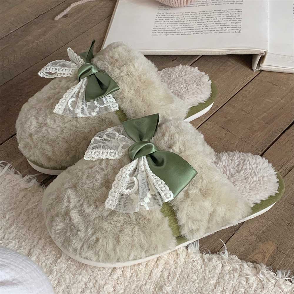 4color lace ribbon room shoes