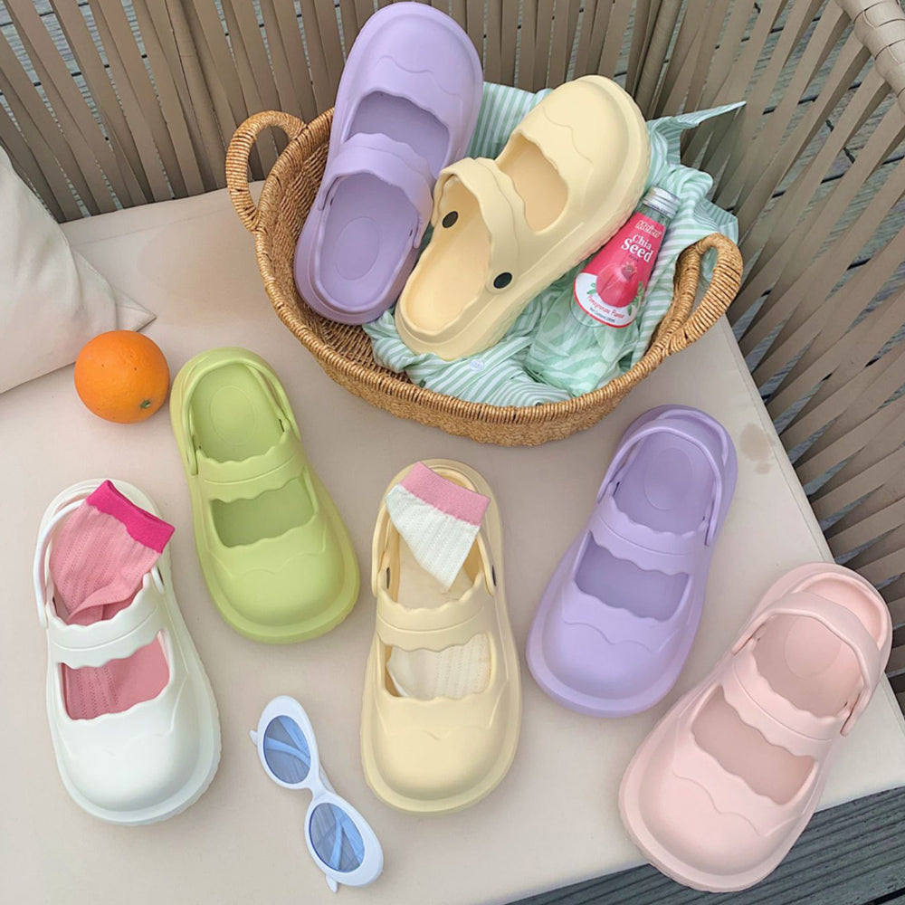 7color scallop band rubber room shoes