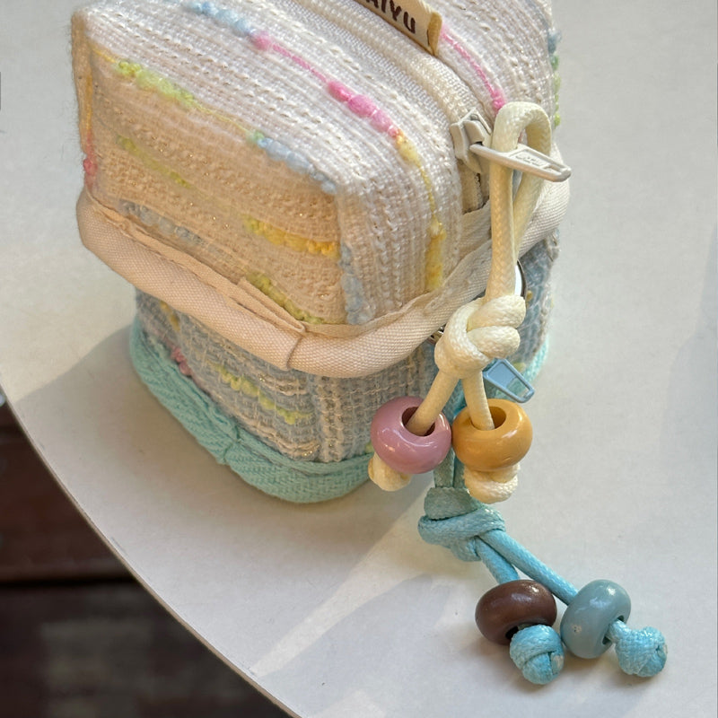 2color yarn knit Airpods case bag