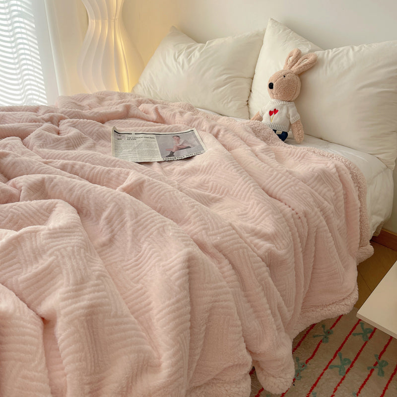 6color block tile boa blanket