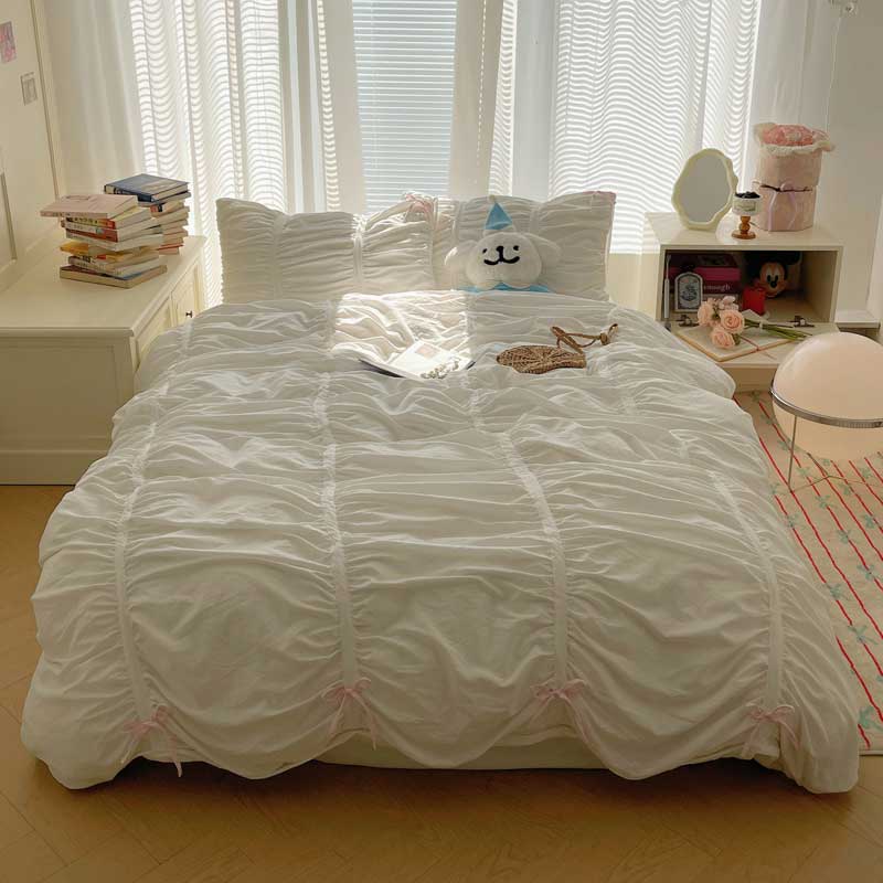 6color gathered ribbon bedlinen set