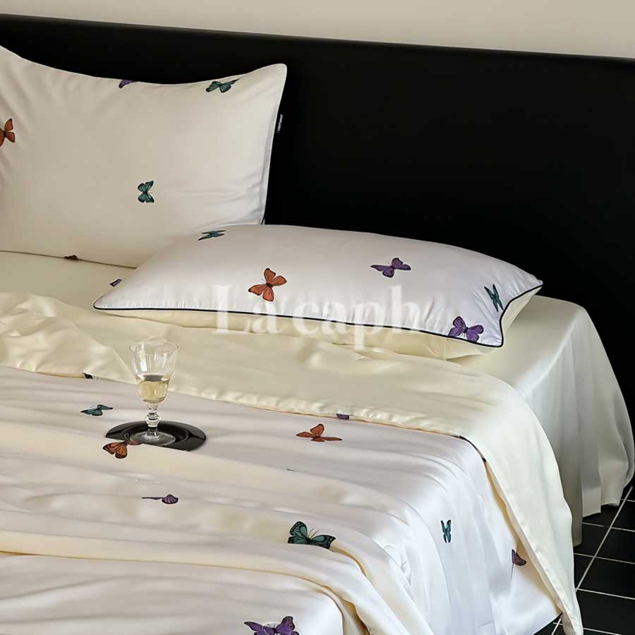 butterfly print quilt & pillow sheets (2colors)