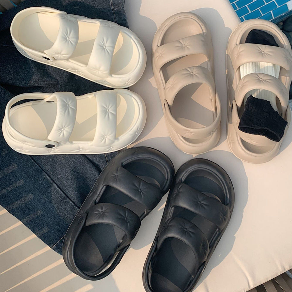 3color button rubber room shoes