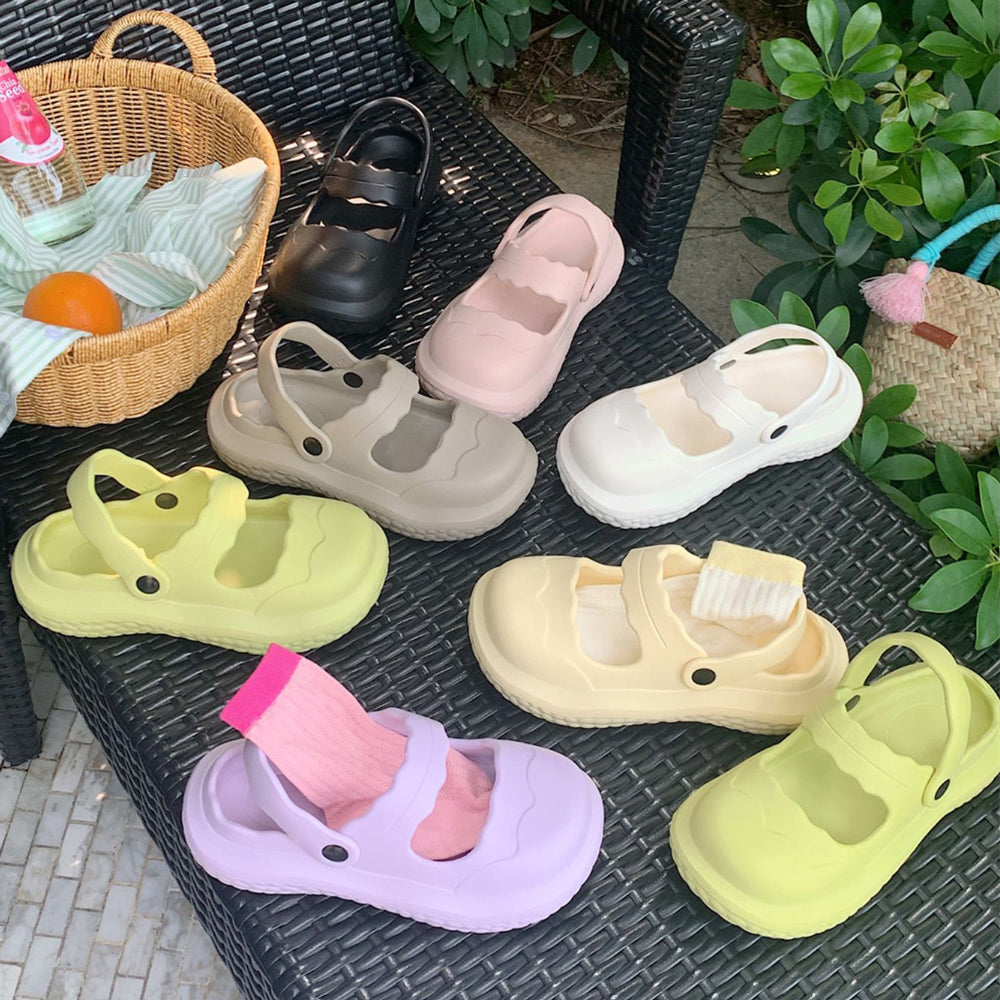 7color scallop band rubber room shoes