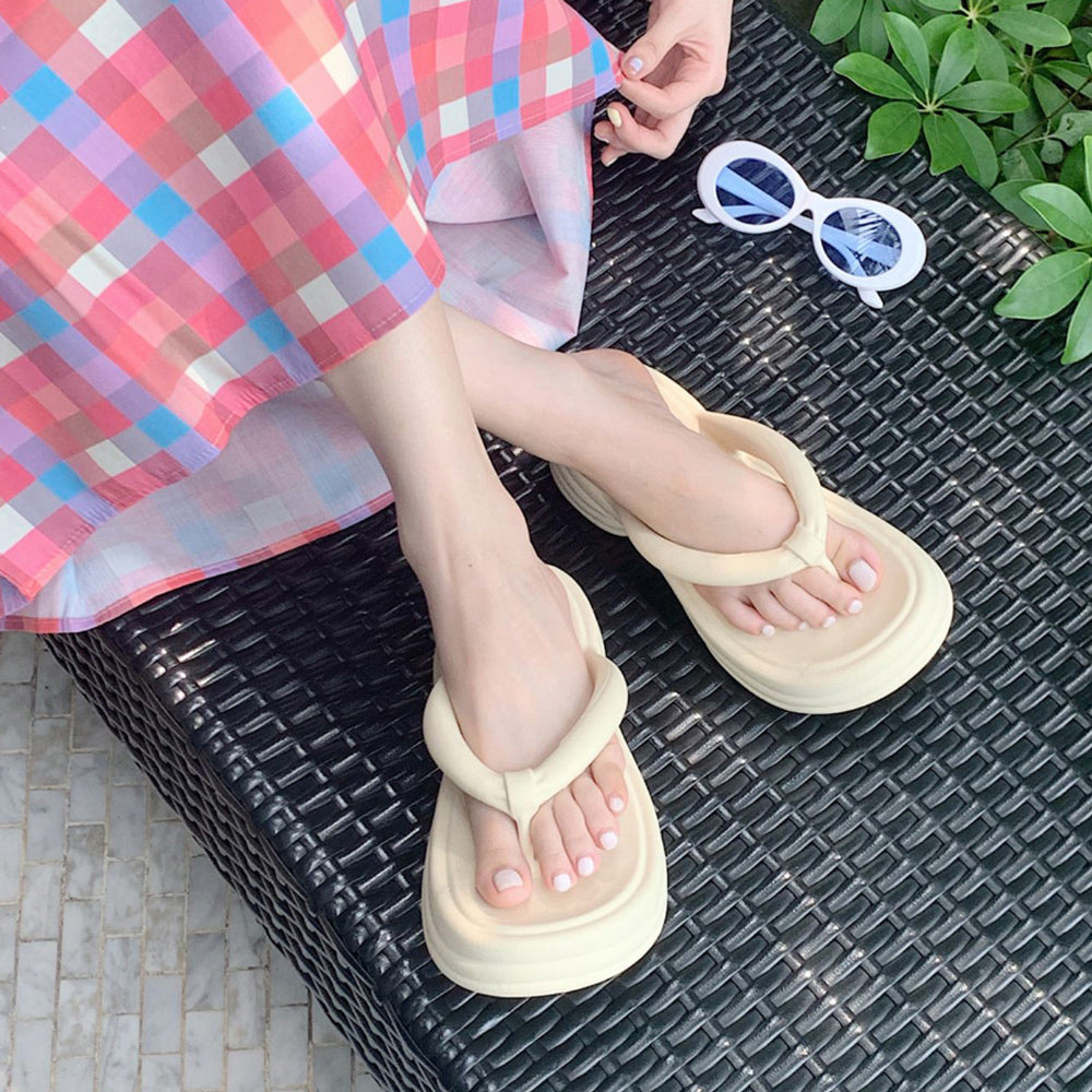 7color chunky heel rubber room shoes