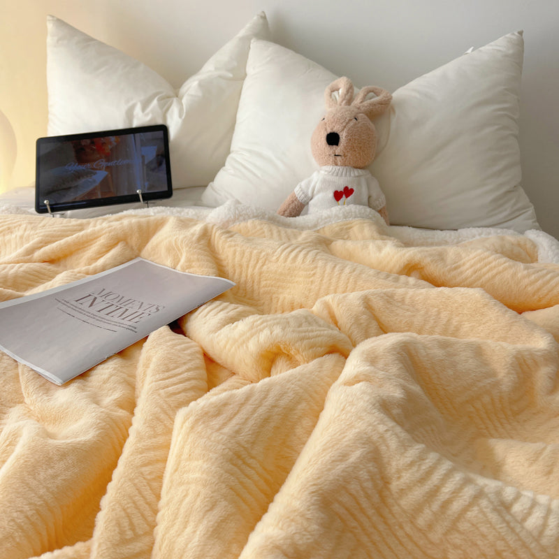 6color block tile boa blanket