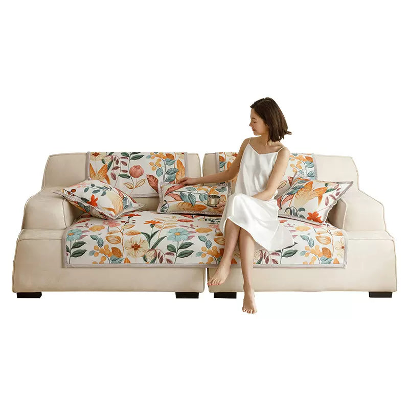 3design summer orange botanical sofa cover