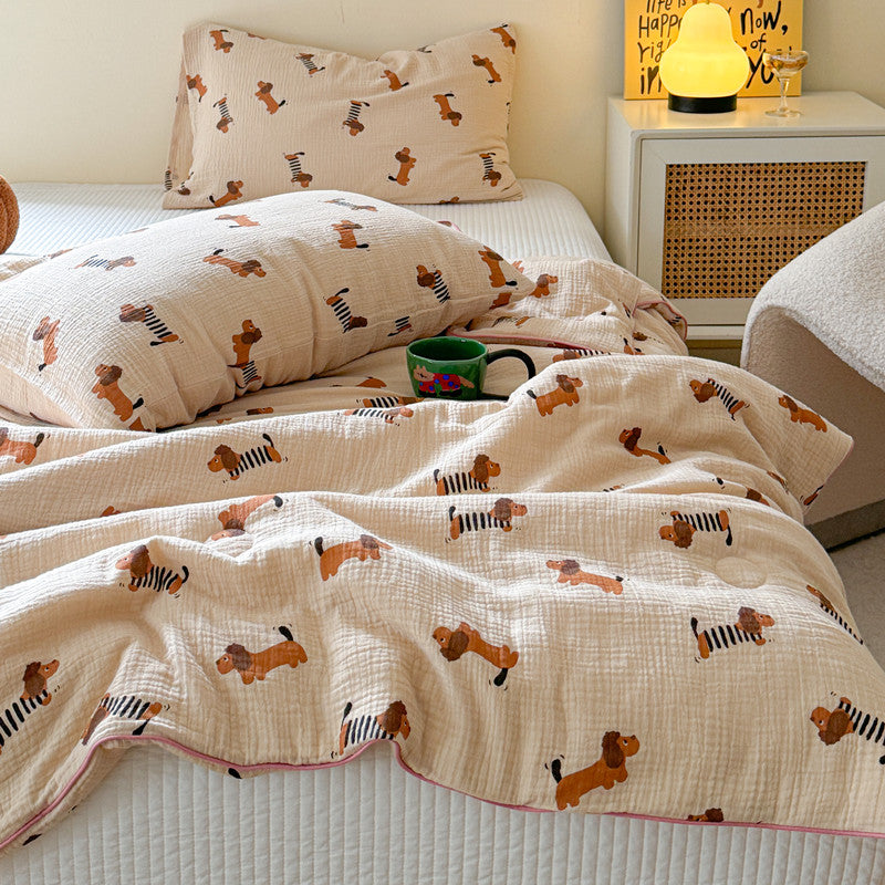 8design cotton gauze quilt & pillow sheets set