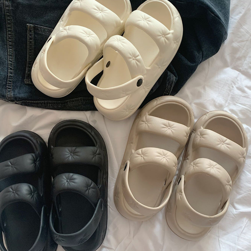 3color button rubber room shoes