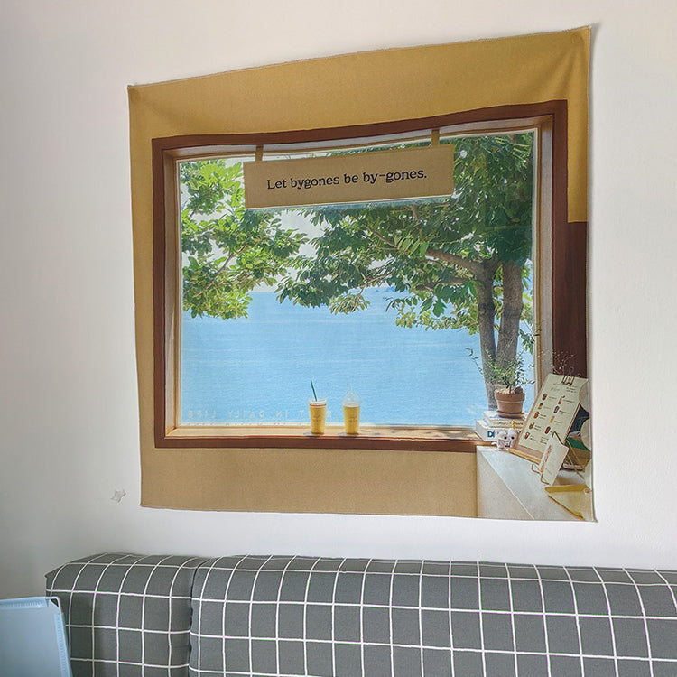 seaside window tapestry
