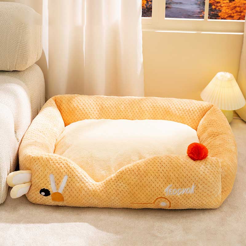 2color waffle knit pet bed