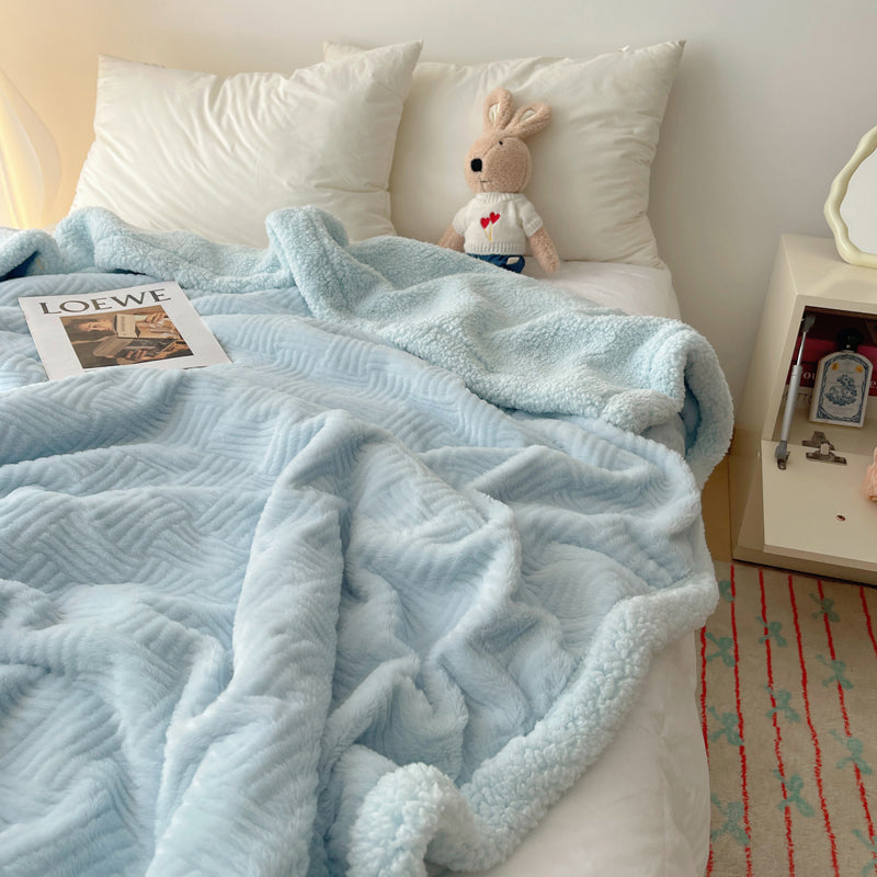 6color block tile boa blanket