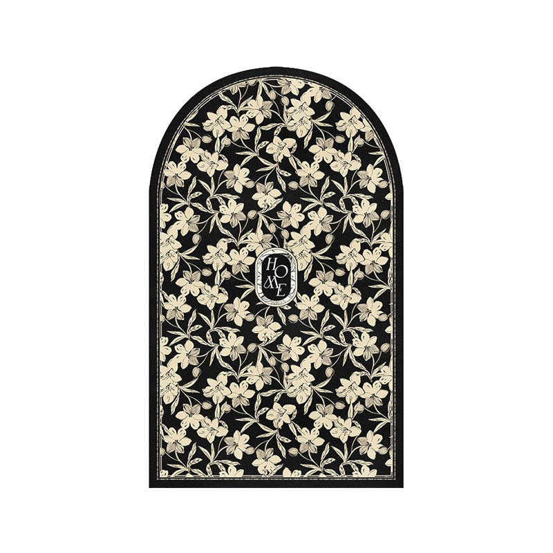 2design home black flower door mat