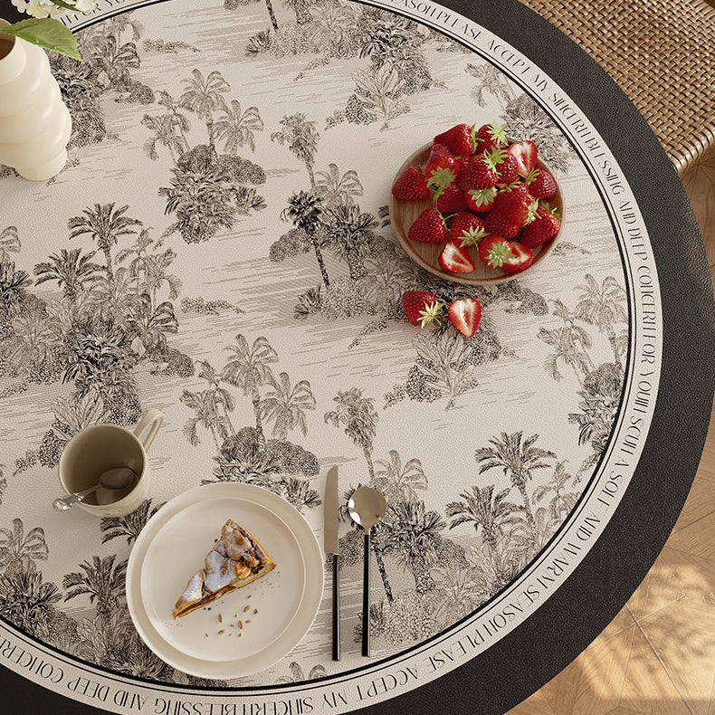 black glorious tree round table mat