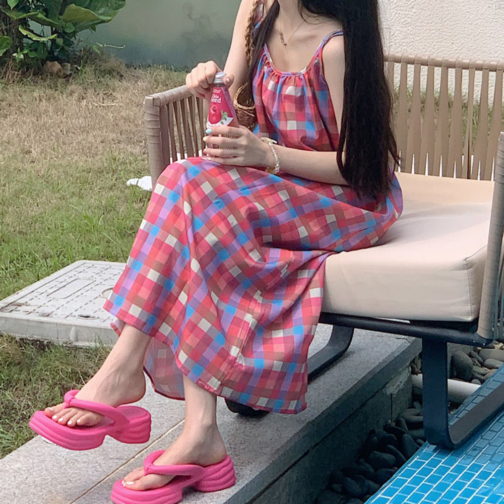 7color chunky heel rubber room shoes