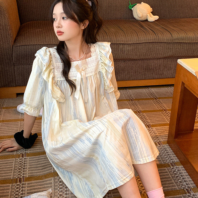 2type square neck frill roomwear