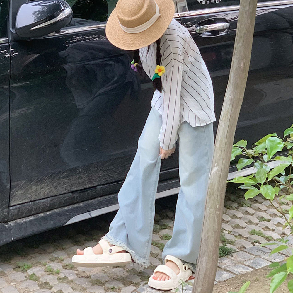 3color button rubber room shoes