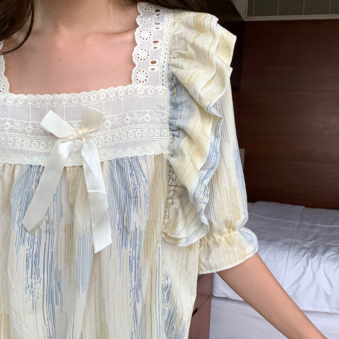 2type square neck frill roomwear