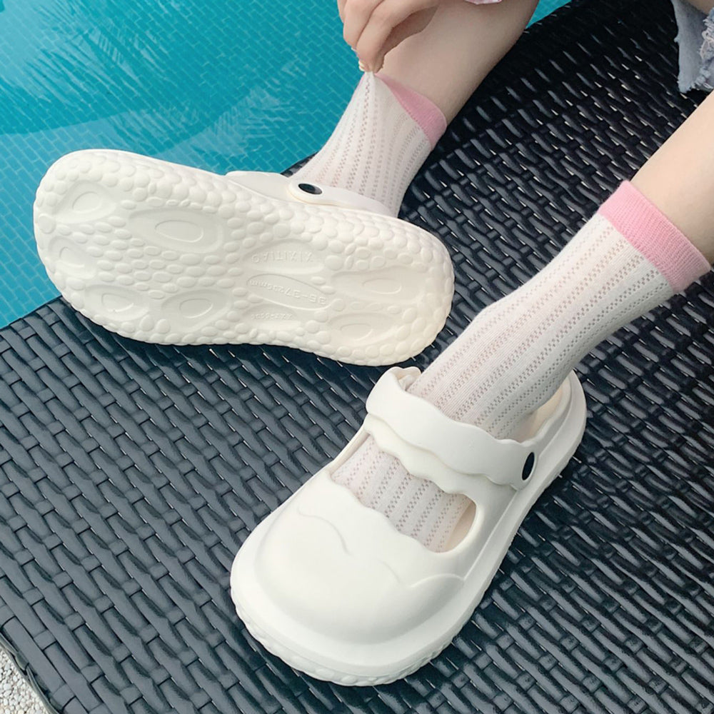 7color scallop band rubber room shoes