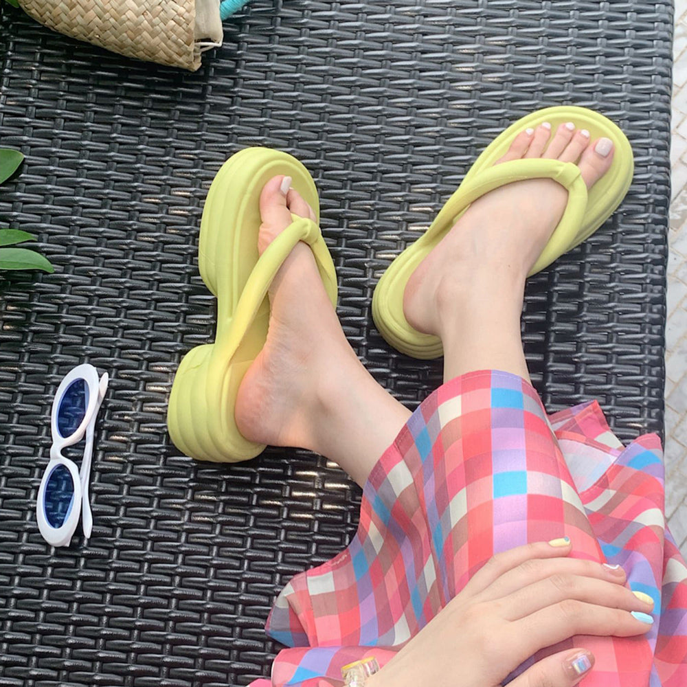 7color chunky heel rubber room shoes