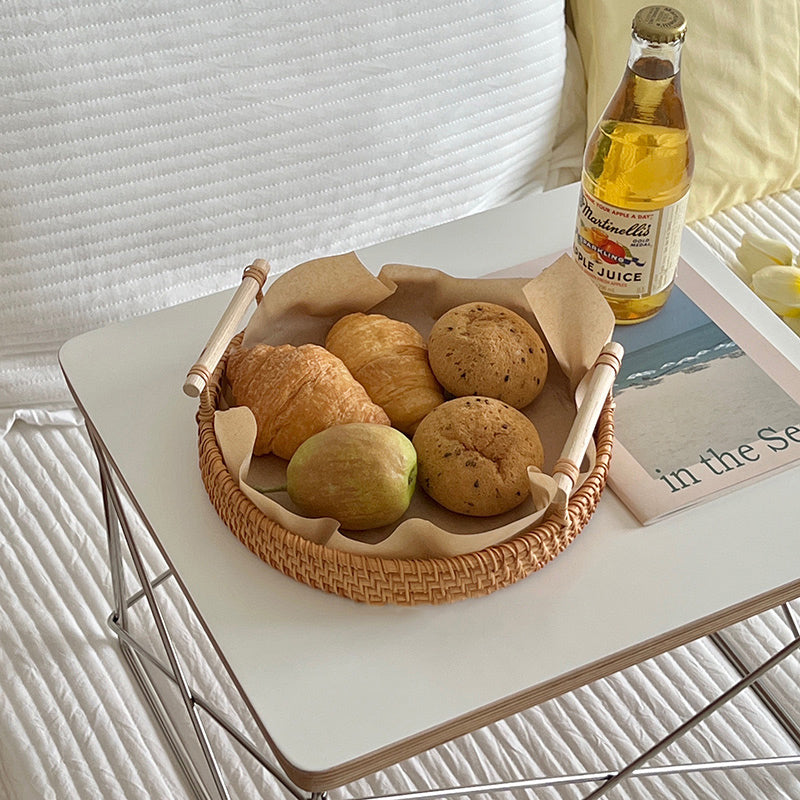 2size round rattan tray