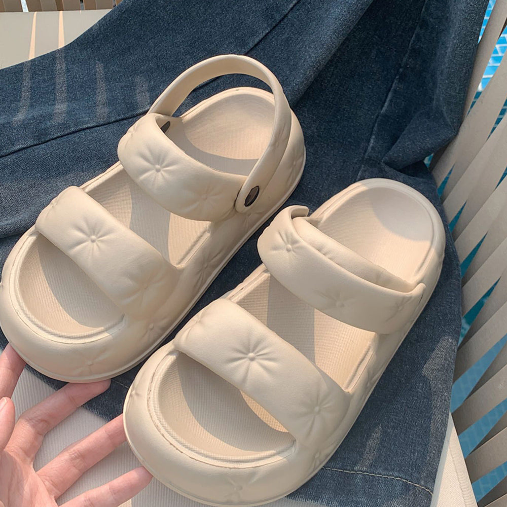 3color button rubber room shoes