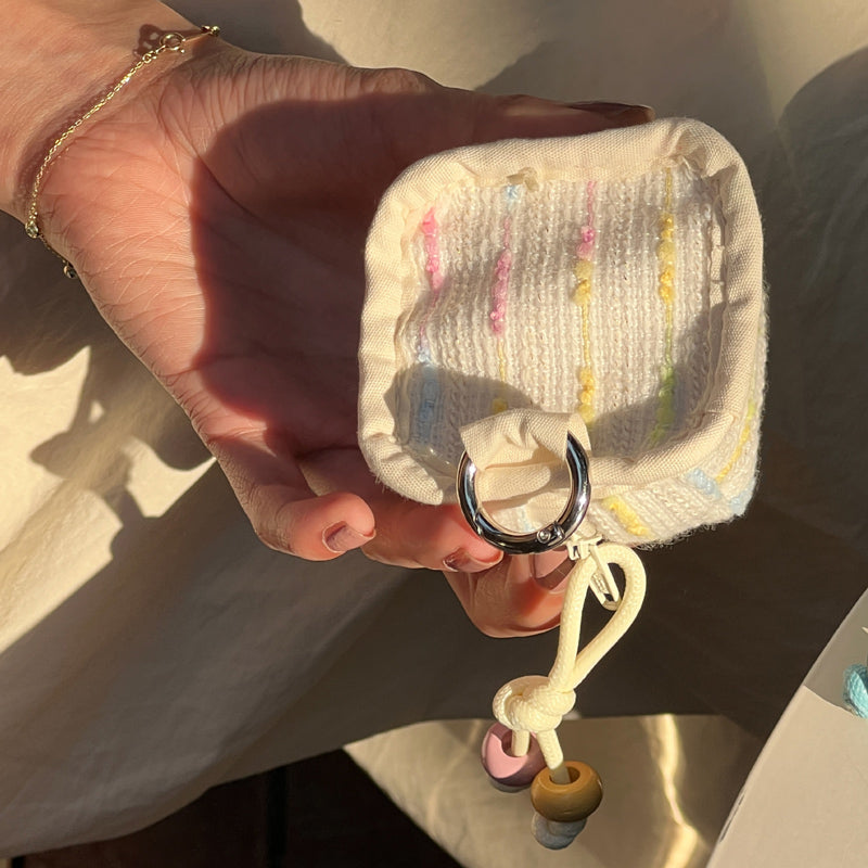 2color yarn knit Airpods case bag