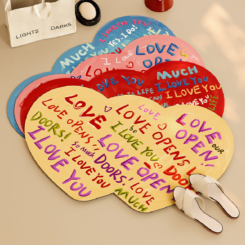 i love you colorful paint bath mat