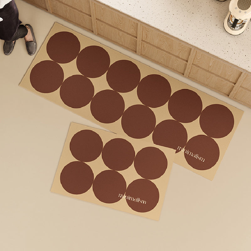 brown circle minimalism kitchen mat