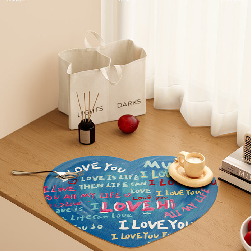 i love you colorful paint place mat
