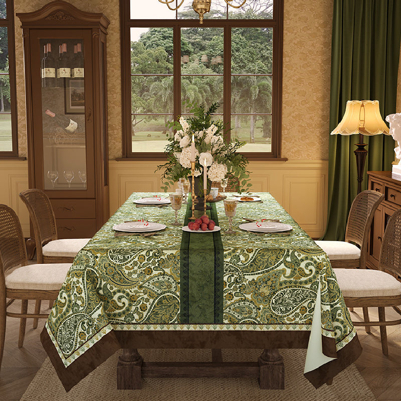 green blooming table cloth