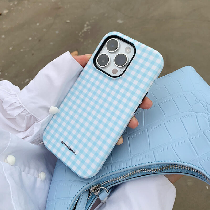 Light Blue check iPhone case