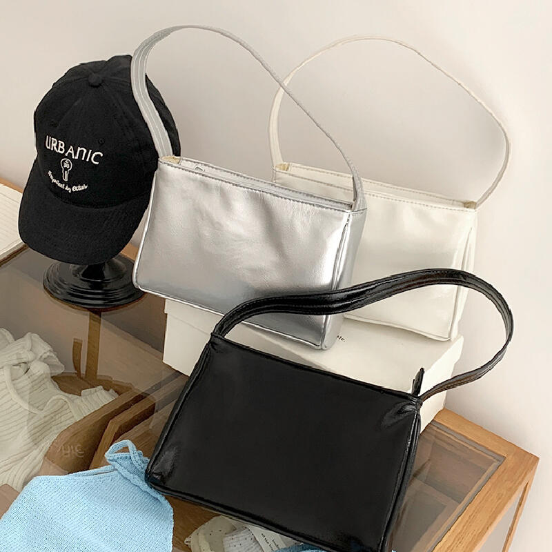 simple leather square hand bag