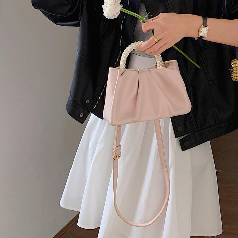2way leather perl hand bag