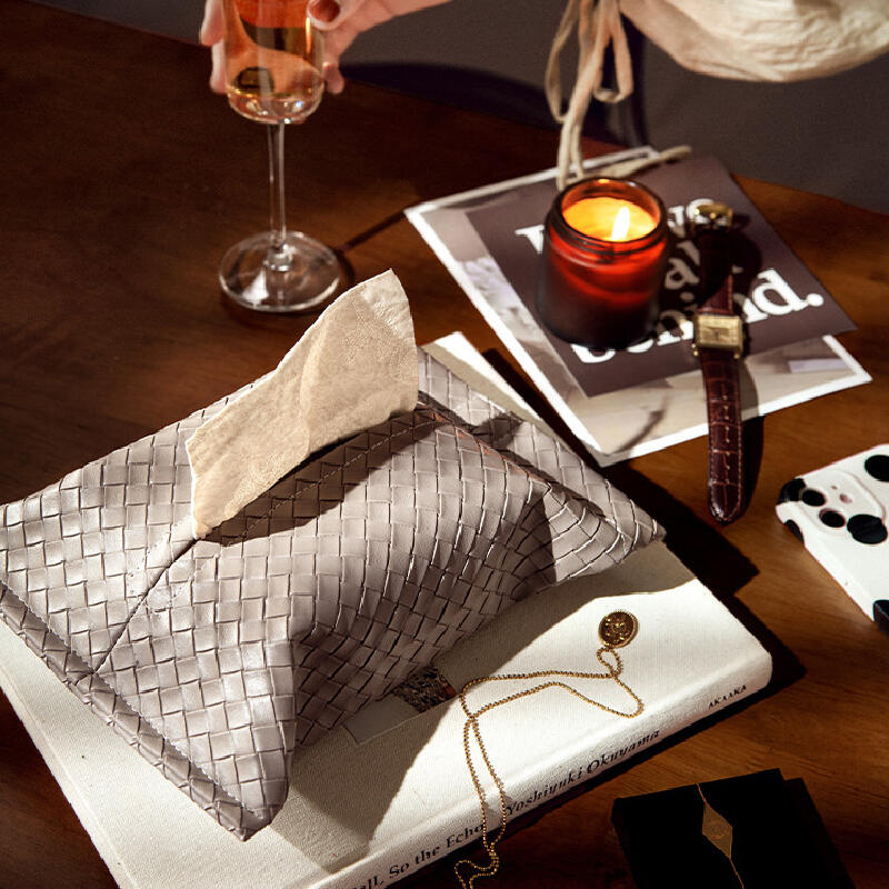 6color leather braided tissue case